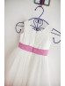 Ivory Satin Tulle Flower Girl Dress With Flower Petals